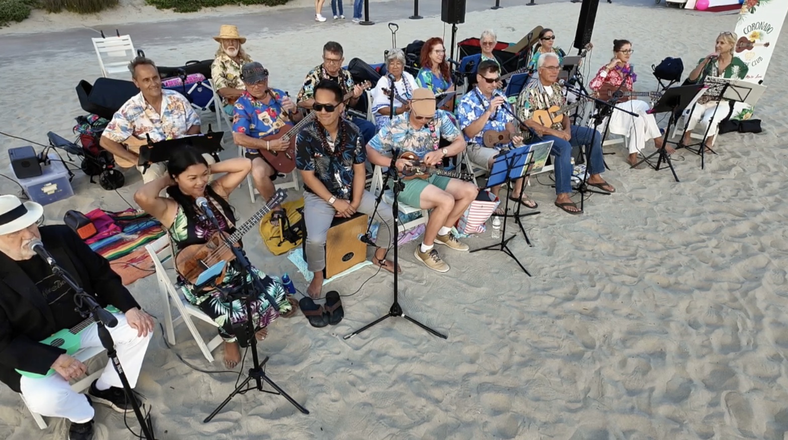 Coronado Ukulele Club plays at Gidget event at Hotel Del Coronado Beach