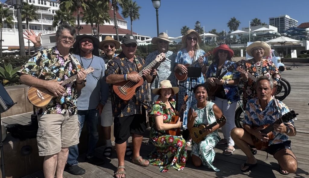 Coronado Ukulele Club plays #ukesnotnukes Global Ukulele Flashmob